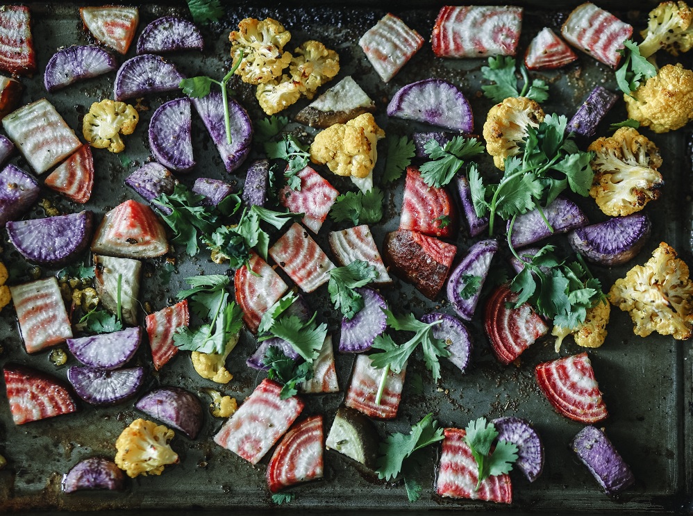 Roasted vegetables in a pan